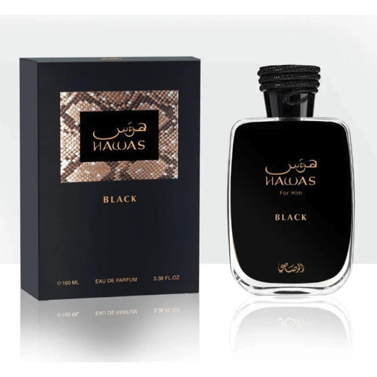 Rasasi Hawas Black Eau de Parfum | Masculino, cítrico-ahumado con carácter sofisticado