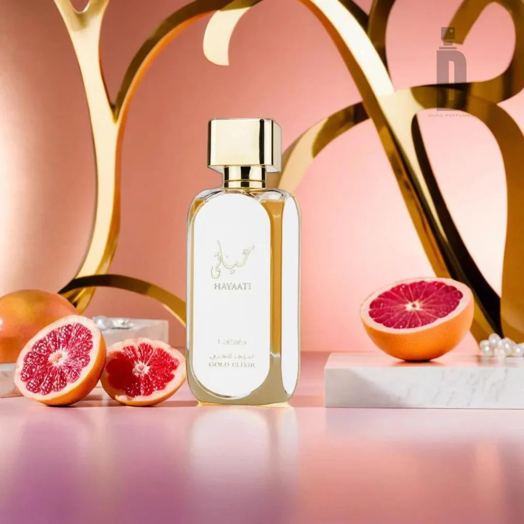 Lattafa Hayaati Gold Elixir Eau de Parfum para mujer – dulce, oriental, cálido y elegante
