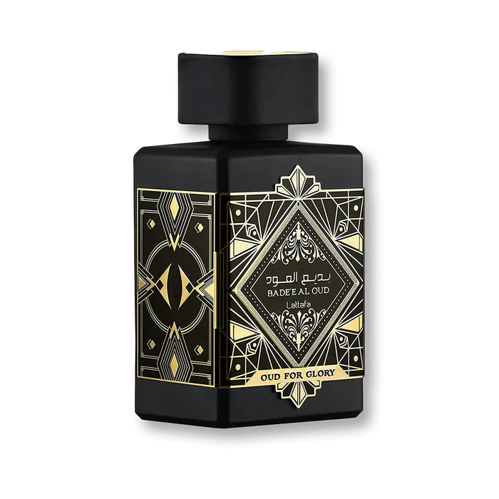 Badee Al Oud Oud For Glory Perfume para Hombre - Lattafa, amaderada oriental Fresca y especiada.