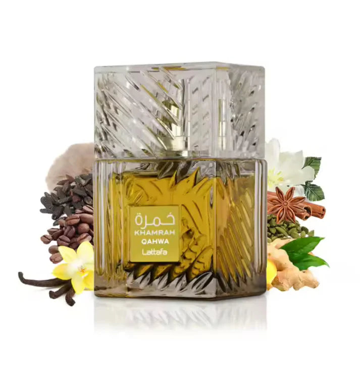 Khamrah Qahwa Eau de Parfum Unisex intenso con Café, Especias y Vainilla - Lattafa