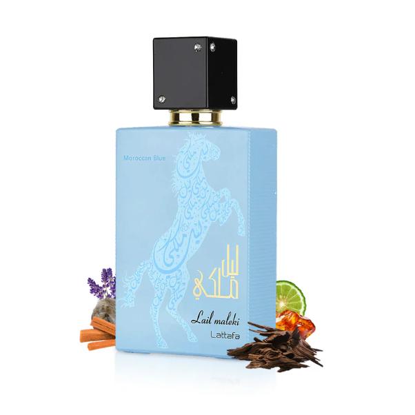 Lail Maleki Moroccan Blue de Lattafa Eau de Parfum | Perfume Masculino Especiado, Ambarado y Elegante
