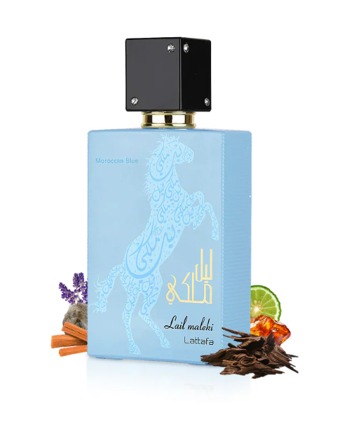 Lail Maleki Moroccan Blue de Lattafa Eau de Parfum | Perfume Masculino Especiado, Ambarado y Elegante
