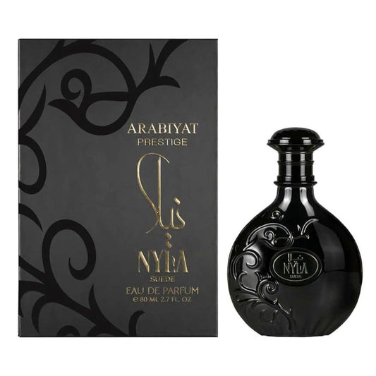 Nyla Suede Eau de Parfum 80ml – Arabiyat Prestige | Perfume Unisex Gourmand con Notas de Coco, Praliné y Cuero