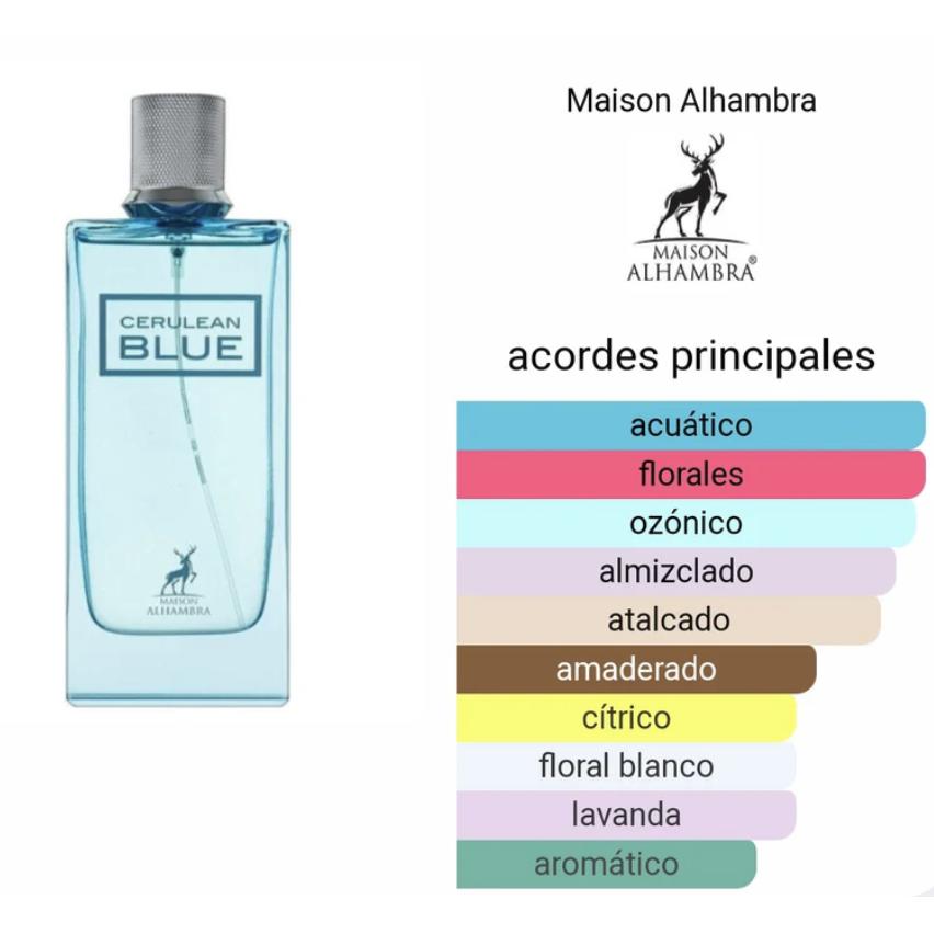 Cerulean Blue eau de parfum para Hombre - Maison Alhambra. Una sensación acogedora de frescura y vitalidad.