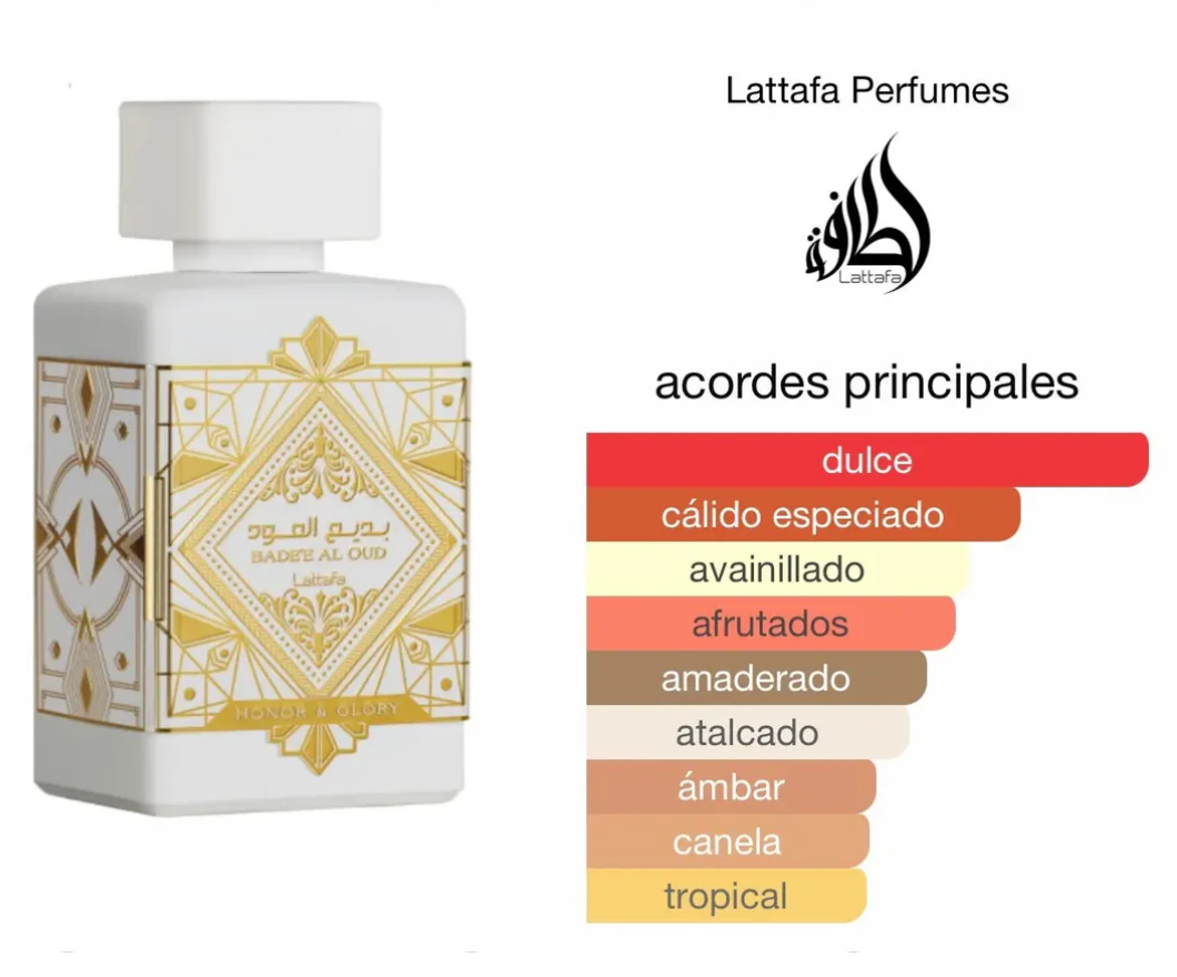 Lattafa Badee al Oud Honor & Glory Eau de Parfum para Mujer - Exquisita Brulee de Piña con Elegancia Distinta y Armonía Estimulante - Fragancia Tropical de Mujeres Elegantes