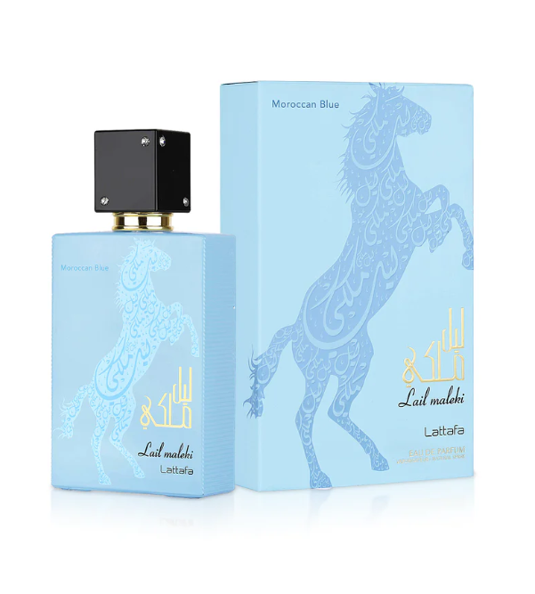 Lail Maleki Moroccan Blue de Lattafa Eau de Parfum | Perfume Masculino Especiado, Ambarado y Elegante