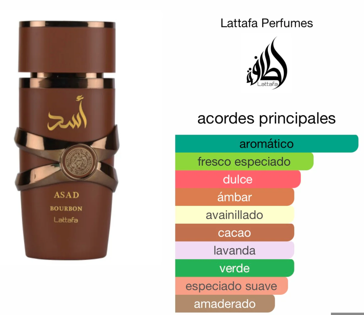 Asad Bourbon Eau de Parfum para Hombre- Lattafa. Fragancia Calida, Especiada y Amaderada