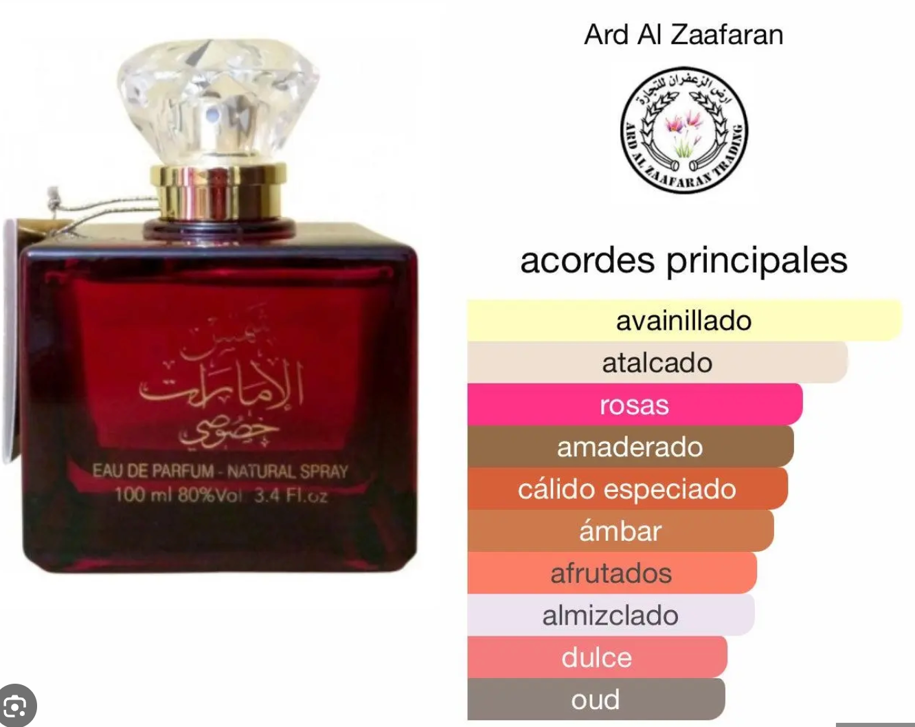 Ard Al Zaafaran Shams Al Emarat Khususi Eau de Parfum – dulce, oriental, cálido y duradero