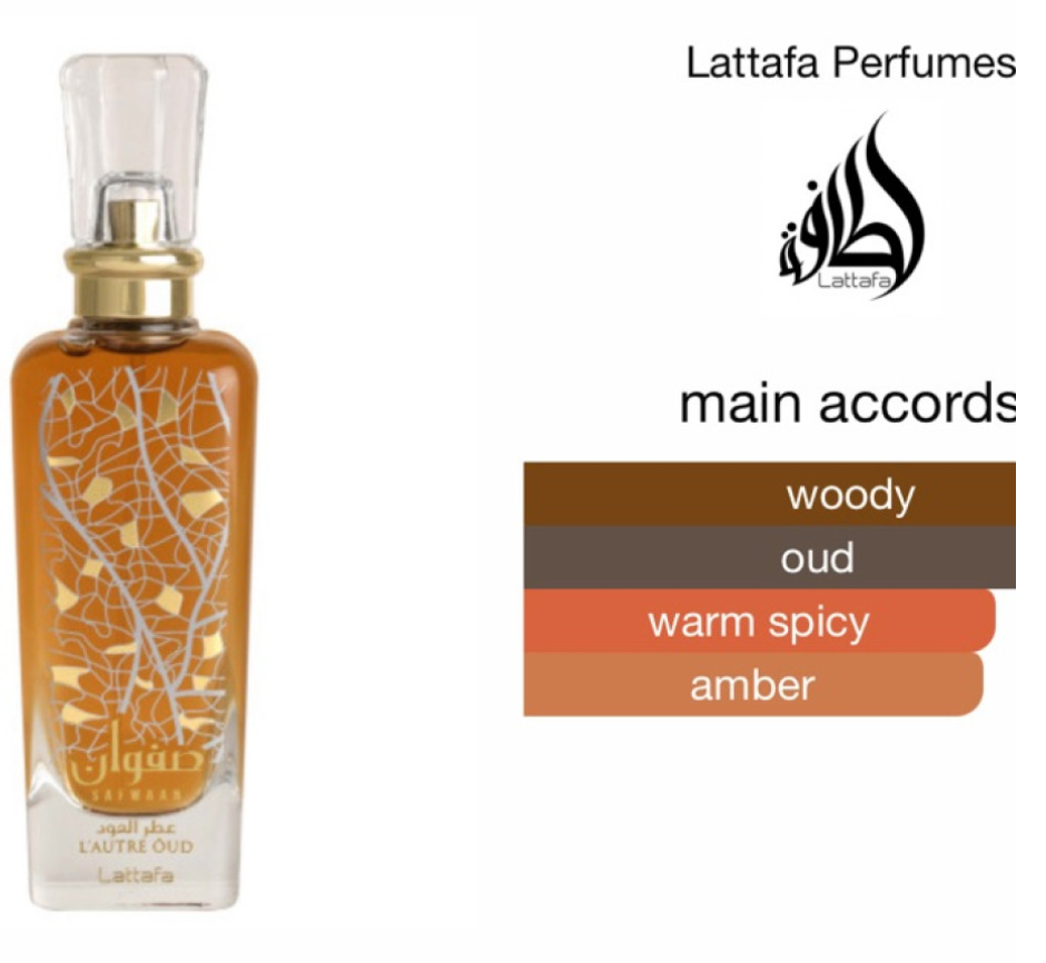Safwaan L'autre Oud Eau de Parfum Unisex - Lattafa fragancia Amaderada de Lattafa con un toque Especiado.