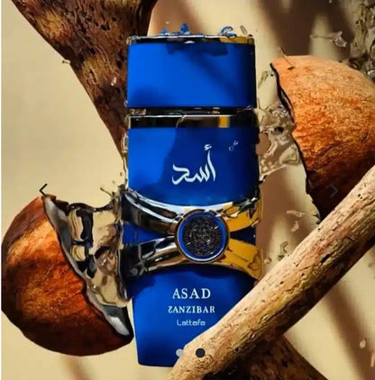 Asad Zanzibar Perfume para Hombre, con notas especiadas y frescas - Lattafa