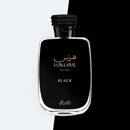 Rasasi Hawas Black Eau de Parfum | Masculino, cítrico-ahumado con carácter sofisticado
