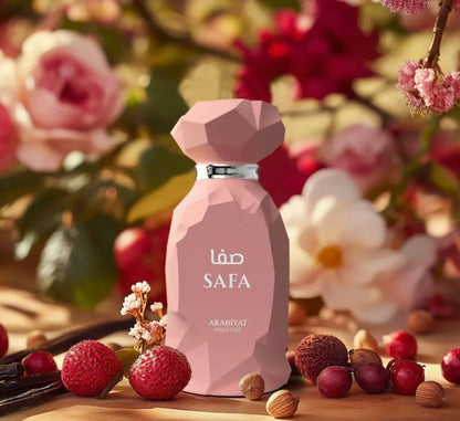 Safa Eau de Parfum 100ml – Arabiyat Prestige | Perfume Femenino Floral y Ambarado con Toques de Lichi y Rosa Turca