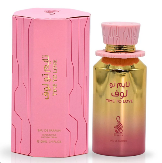 Eau de Parfum "Time To Love" para Mujer - Risala: Fragancia floral y cálida, con notas de flor de azahar, matices especiados, encanto floral blanco, ámbar y notas amaderadas.