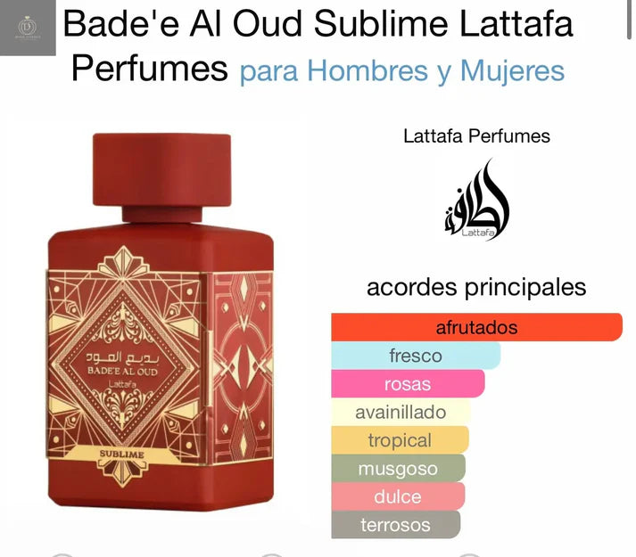 Badee al Oud Sublime Perfume para Mujer - Lattafa Fresca y Afrutada